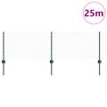 vidaXL Sieťový plot s stĺpom 25 x 0,6 m PVC potiahnutá oceľ Zelená