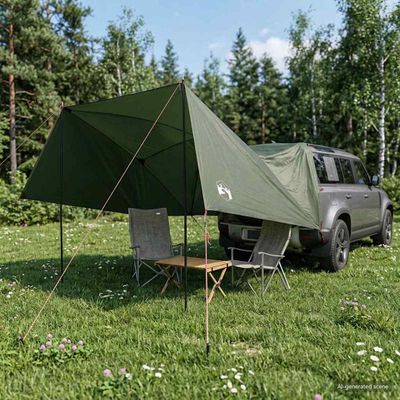 vidaXL Auto Stan 308 x 215 x 220 cm Armádna zelená Polyester a oceľ