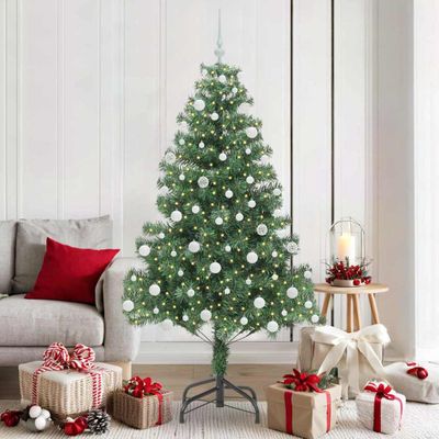 vidaXL Vianočný stromček s 300 LED-i so stojanom Zelená 180 cm PVC