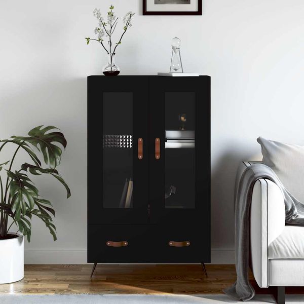 vidaXL Vysoká skrinka čierna 69,5x31x115 cm kompozitné drevo