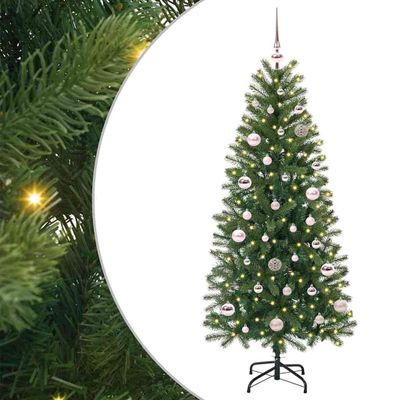 vidaXL Umelý vianočný stromček s 150 LED-i Zelená 150 cm PE a PVC