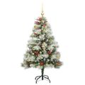 vidaXL Umelý vianočný stromček Zelená a biela 150 cm PVC, kov a plast