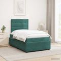 vidaXL LED boxspring posteľ s matracom Tmavozelená 120 x 200 cm Zamat