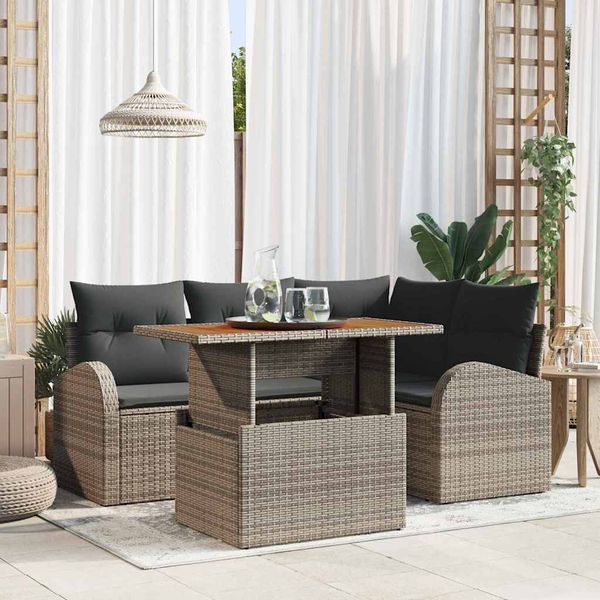 vidaXL Súprava záhradných pohoviek s úložiskom 5 pcs Sivá Poly ratan
