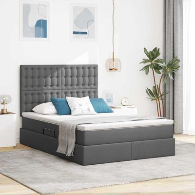 vidaXL Postel s úložným prostorem a matrací Tmavo šedá 140 x 200 cm