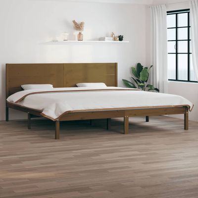 vidaXL Posteľný rám, medový, drevený masív 180x200 cm, Super King