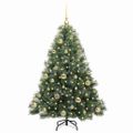 vidaXL Umelý vianočný stromček s 150 LED-i Zelená 120 cm PE a PVC