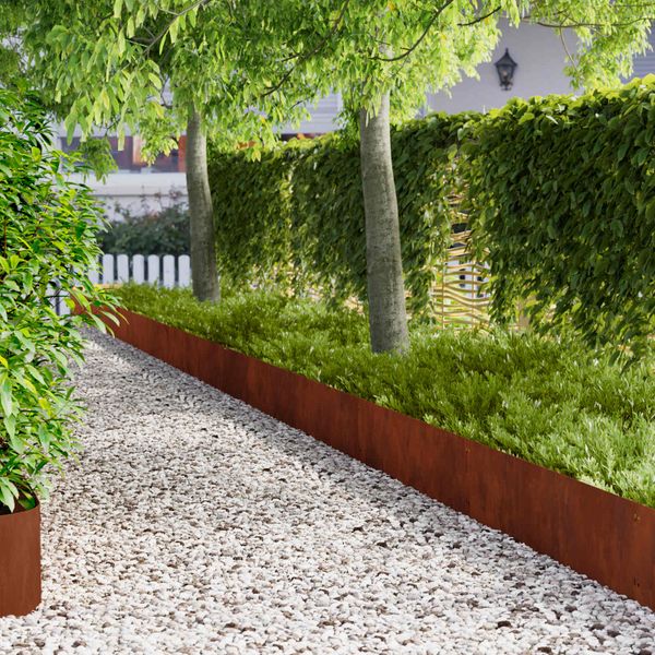 vidaXL Obrubník trávnika 20 pcs 103 x 30 cm Oceľ Hrdzavý