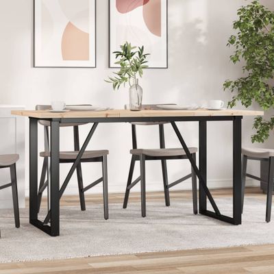 vidaXL Jedálenský stolík v tvare O 140x80x75,5 cm borovica a oceľ