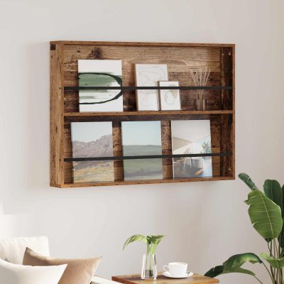 vidaXL Regál na časopisy Staré drevo 100 x 12 x 70 cm Kompozitné drevo