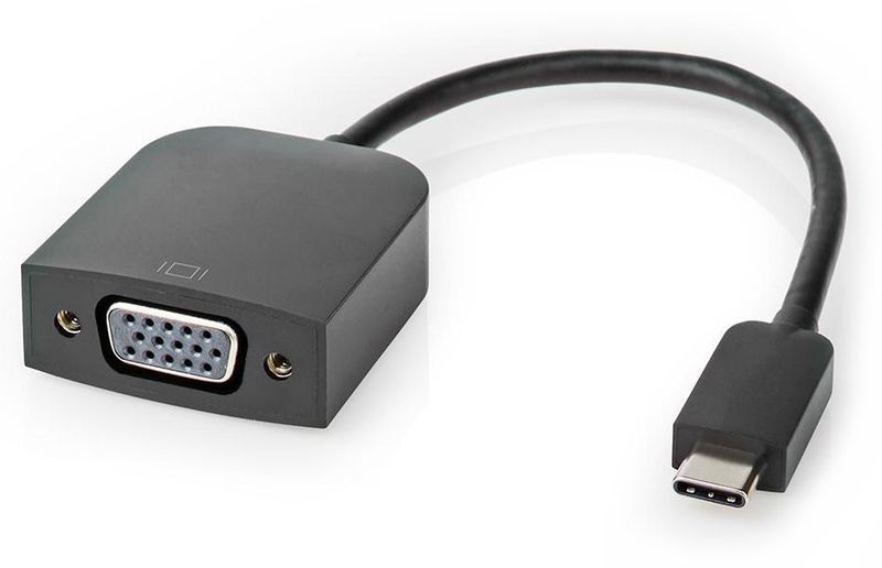 NEDIS káblový adaptér USB 3.2 Gen 1/ USB-C zástrčka - VGA (D-SUB) zásuvka/ kulatý/ čierny/ 20cm Adaptér, USB 3.2 Gen1 typ C (M) na VGA (D-SUB) (F), kulatý, čierny, 20cm