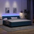 vidaXL LED box s pružinami Tmavomodrá 200 x 200 cm Zamat