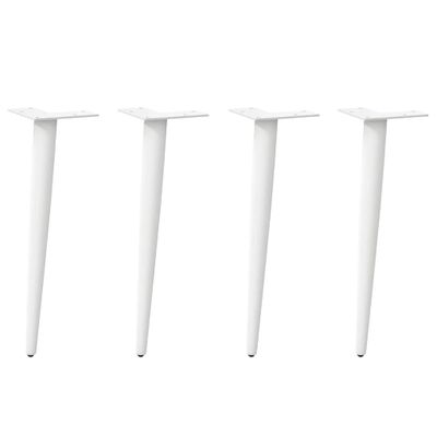 vidaXL Nohy konferenčného stolíka, kužeľovitý tvar, 4 ks, biele, 42-43 cm, oceľové