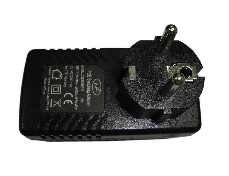 MHPower napájací POE adaptérov 24 V 1 A 24 W priamo do zásuvky so zemním kolíkom s LED