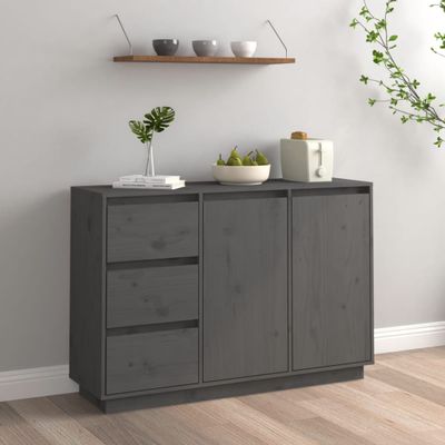 vidaXL Komoda sivá 111x34x75 cm borovicový masív