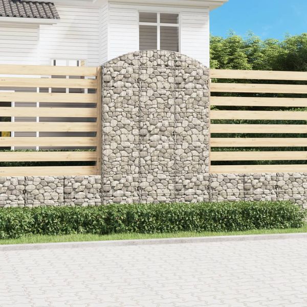 vidaXL Oblúkový gabionový kôš 150x50x220/240 cm pozinkované železo