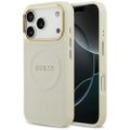 Obal Guess pre iPhone 17 Pro HC MAGSAFE PU W/ PEONY HOT STAMP béžová