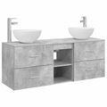 vidaXL Set kabinetov do kúpeľne 3 ks Betónovo sivá 49,5 x 41 x 64,5 cm
