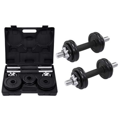vidaXL 19-dielna sada činiek dumbbell 15 kg, liatina