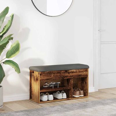 vidaXL Lavička na topánky Old Wood 82x32x45,5 cm Engineered Wood