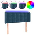 vidaXL Čelo postele s LED tmavomodré 83x16x78/88 cm zamat