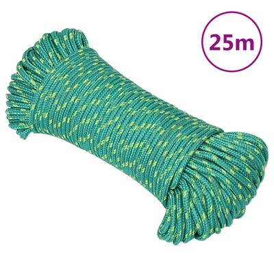 vidaXL Lodné lano zelené 4 mm 25 m polypropylén