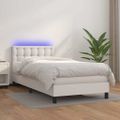 vidaXL Boxspring posteľ s matracom a LED biela 90x190 cm umelá koža