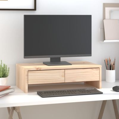vidaXL Stojan na monitor 50x27x15 cm masívna borovica