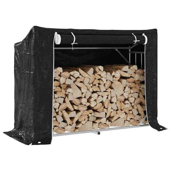 vidaXL Regál na krbové drevo s pláštenkou 151x60,5x110,5 cm