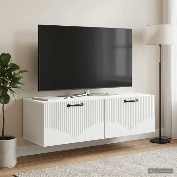 vidaXL Nástenná TV skrinka Biela 98 x 41 x 30 cm Kompozitné drevo