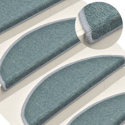 vidaXL Schodové rohože 15 ks 56x17x3 cm morsko modré polkruhové