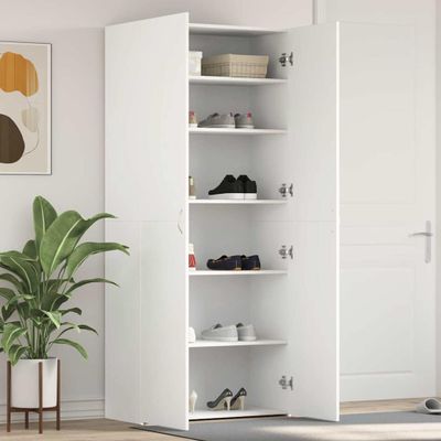 vidaXL Skriňa na topánky Biela 80 x 35.5 x 180 cm Kompozitné drevo