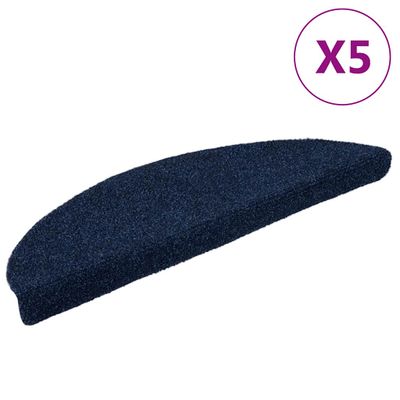 vidaXL Schodové rohože, samolepiace, 5 ks, 56x17x3 cm, námornícke, polkruhové
