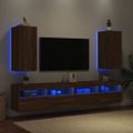 vidaXL TV nástenné skrinky s LED svetlami 2 ks hnedý dub 30,5x35x70 cm