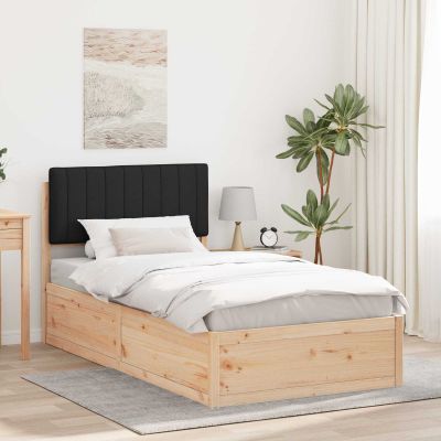 vidaXL Rám postele s čalúneným čelom Čierna 100 x 200 cm