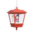 vidaXL Vianočná závesná lampa s LED osvetlením a Santom červená 27x27x45 cm