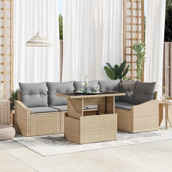 vidaXL Súprava záhradných pohoviek 6 pcs Beige a svetlo šedá