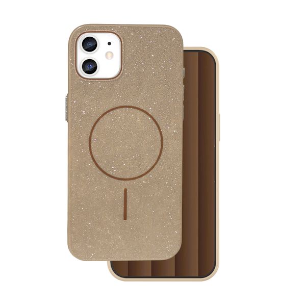 Puzdro Glitter Thin Mag pre iPhone 11 hnedá
