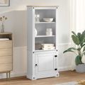 vidaXL Highboard Biela 74 x 38 x 170 cm Masívne borovicové drevo