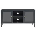 vidaXL TV skrinka antracitová 105x35x52 cm oceľ a sklo