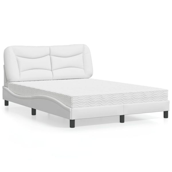 vidaXL Posteľ s matracom Hvar biela 140x190 cm umelá koža