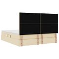 vidaXL Postel s úložným prostorem a matrací Krémová 160 x 200 cm látka