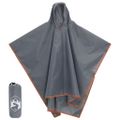 vidaXL Pončo do dažďa s kapucňou dizajn 2 v 1 sivo-oranžové 223x145 cm