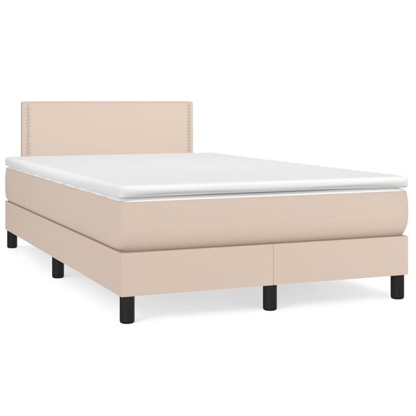 vidaXL Boxspring posteľ+matrac, kapučínová 120x190cm, umelá koža