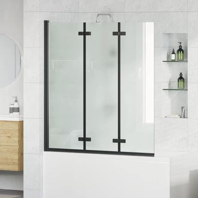 vidaXL Zábrana sprchy Čierna 130 x 138 cm ESG sklo a hliník