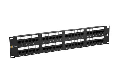 19" patch panel Solarix 48 x RJ45 CAT5E UTP 150 MHz čierny 2U SX48-5E-UTP-BK