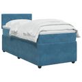 vidaXL Posteľ boxspring s matracom Tmavomodrá 90 x 190 cm Zamat