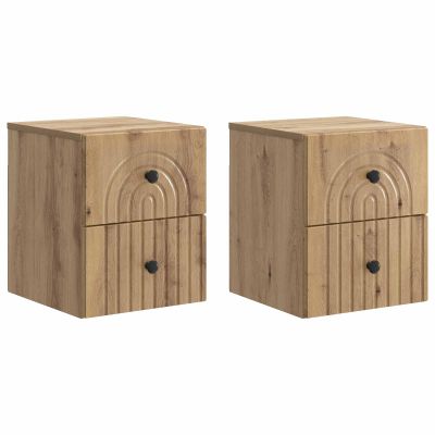 vidaXL Nástenná nočná skrinka 2 pcs Dub artisan 33 x 34,5 x 40 cm