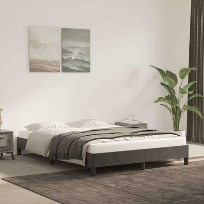 vidaXL Posteľ bez matraca tmavosivá 140x200 cm zamat