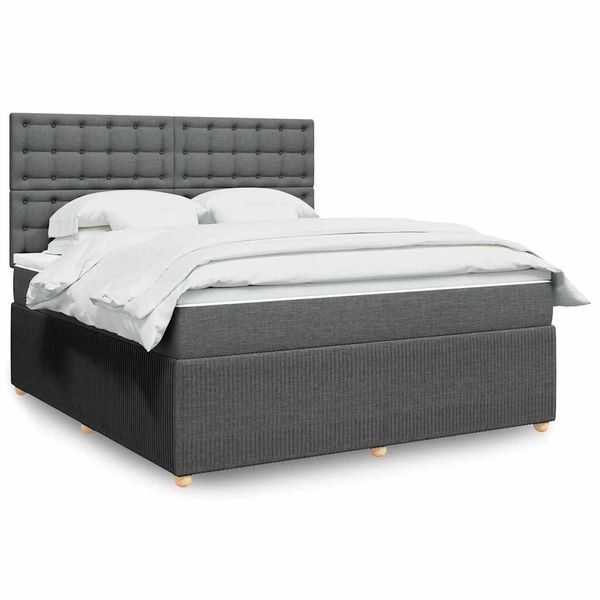vidaXL Boxspring posteľ s matracom tmavosivá 180x200 cm látka